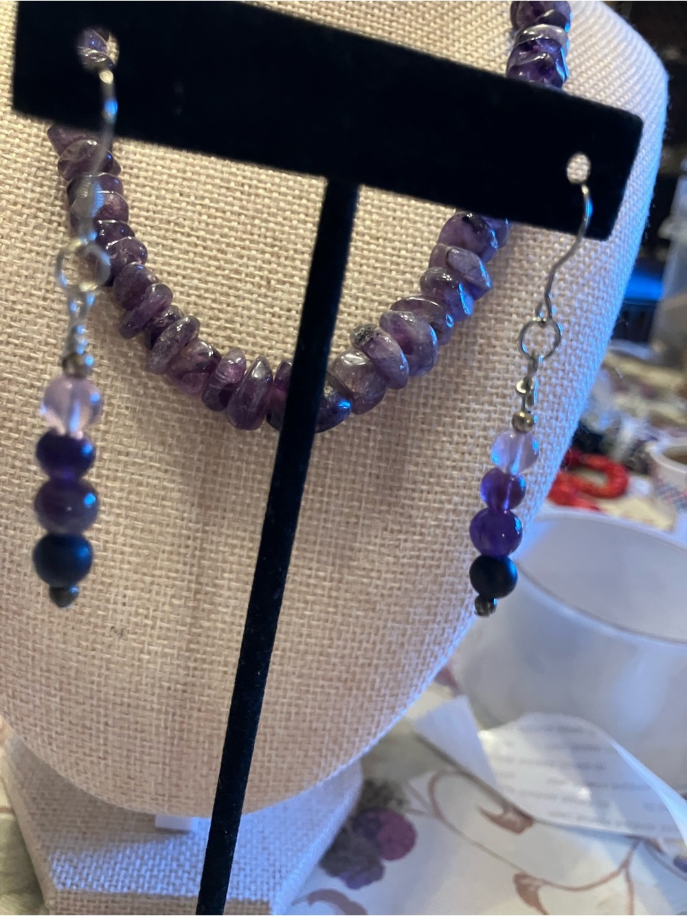 Amethyst Choker Necklace with Matching Earrings - Picture 9 of 12